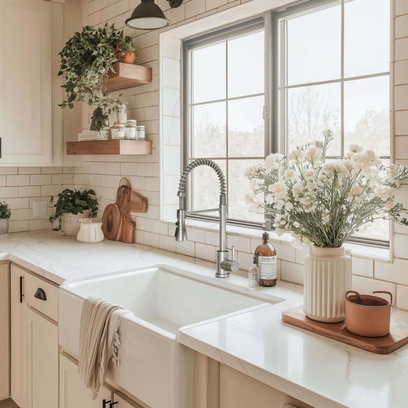 Quadri Derby køkkenblandingshane med fleksibel udløb og bruser med 2 stråletyper krom 1208955915