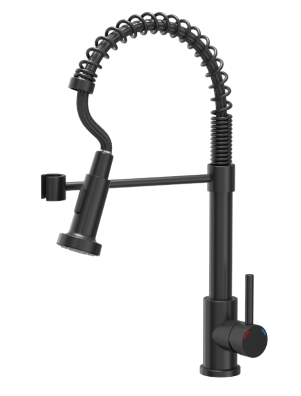 Quadri Derby køkkenarmatur med fleksibel tud og bruser med 2 stråletyper mat sort 1208955917