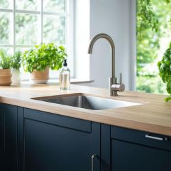 Quadri Coventry køkkenarmatur mat krom med drejelig tud 1208956032