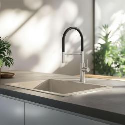 Quadri Retford køkkenarmatur i rustfrit stål med fleksibel tud i sort 1208956089