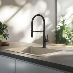 Quadri Retford køkkenarmatur mat sort med fleksibel tud sort 1208956090