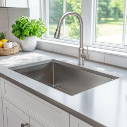 Quadri Stamford køkkenarmatur i rustfrit stål med udtrækbar tud og sprayfunktion 1208956096