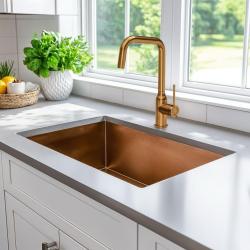 Quadri Stamford køkkenarmatur pvd kobber med drejelig vinkeludløb 1208956099