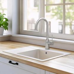 Quadri Stamford køkkenarmatur i rustfrit stål med drejelig rund tud 1208956109