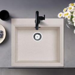 Zand creme opbygning håndvask 58x53cm med hanehul bank med rustfri stål prop 1208956773