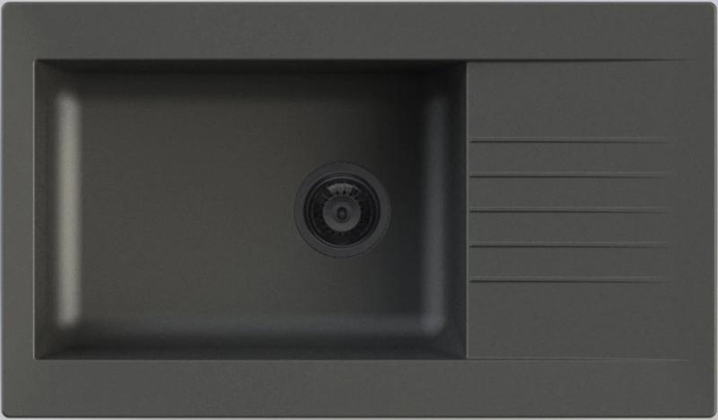 Ausmann Fibre stor sort plastvask reversibel med afdrypning, opbygning 86x50 cm med sort prop 1208956781