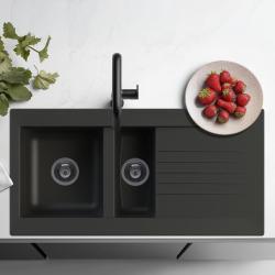 Ausmann Fibre 1,5 sort kunststof vask med vendbar afdrypning, overflademontering 100x50 cm 1208956783