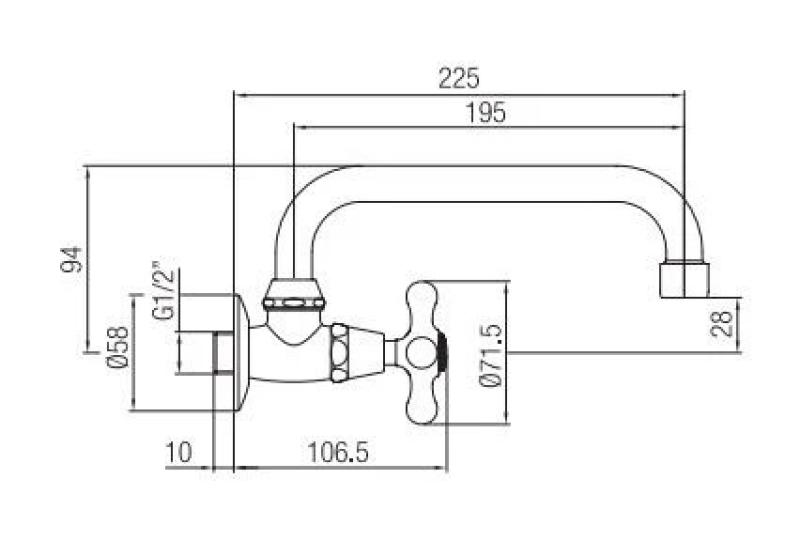 PB klassisk vægmonteret vandhane med stjernehåndtag til koldt vand og drejelig tud i rustfrit stål 1208956898