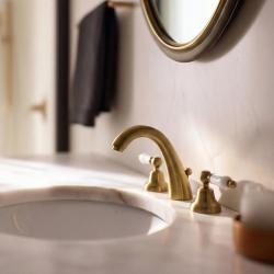 PB klassisk vandhane 3-huls høj håndvaskarmatur Hvide håndtag Bronze 1208956910