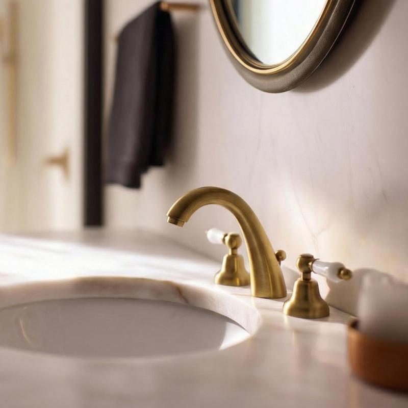 PB klassisk vandhane 3-huls høj håndvaskarmatur Hvide håndtag Bronze 1208956910