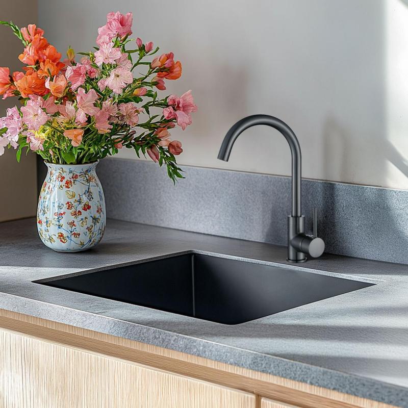 Ausmann Turt gun metal vask PVD NANO 40x40 underbygning, planmontering og ovenpå montering 1208956946