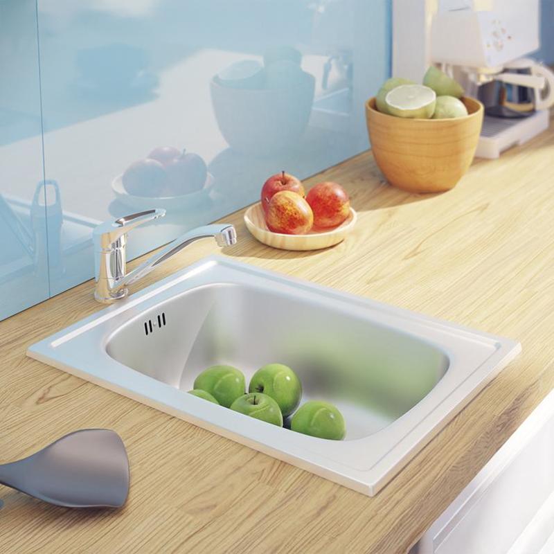 Ausmann Basic lille rustfri stål indbygningsvask 35x48 cm inklusive sifon 1208956971