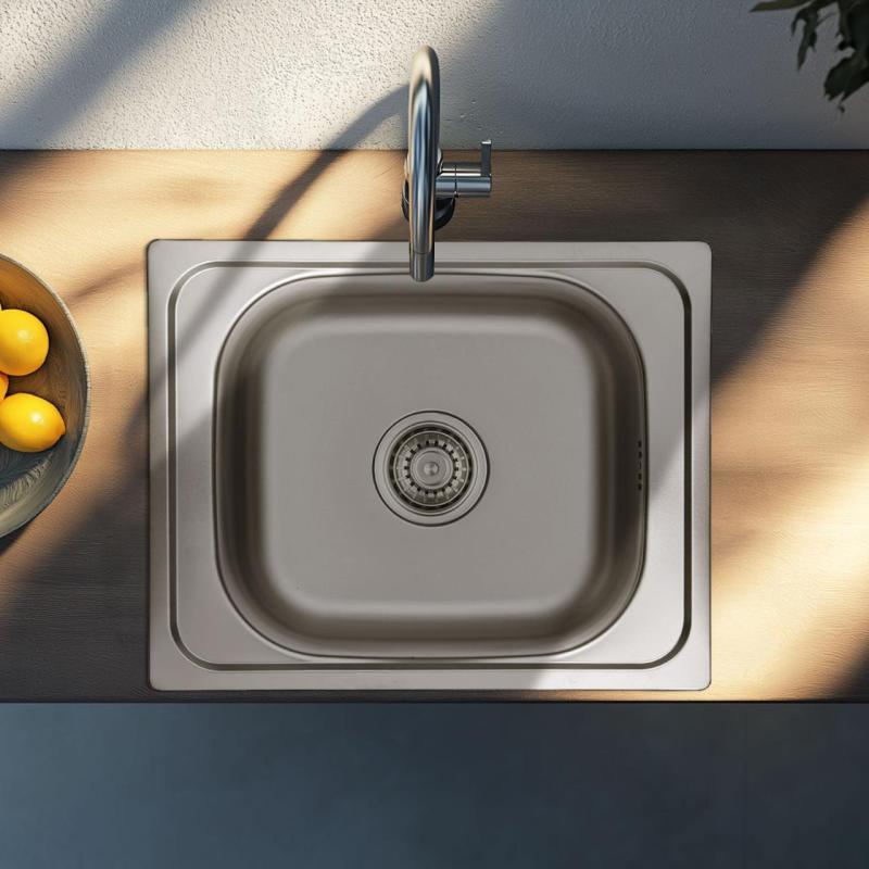 Ausmann Basic rustfrit stålvask 50x40 cm inklusiv sifon 1208956975