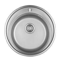 Ausmann Basic rustfri stål overmonteret rund vask med hanehul 51 cm inklusive sifon 1208956976