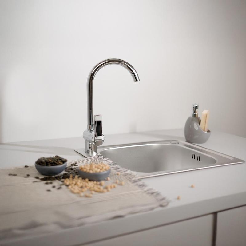 Ausmann Basic linnedmotiv rustfrit stål indbygget vask 50x40 cm inklusive sifon 1208956977