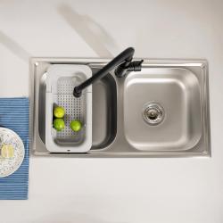 Ausmann Basic dobbelt rustfrit stål indbygget vask 78x43 cm inklusive sifon 1208956995