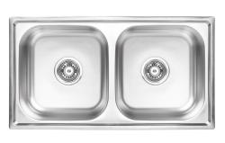 Ausmann Basic dobbelt rustfrit stål indbygget vask 78x43 cm inklusive sifon 1208956995