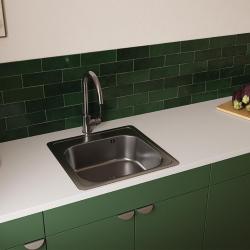 Ausmann Basic rustfrit stål overmonteret vask 48x48 cm med haneplade inklusive sifon 1208957000
