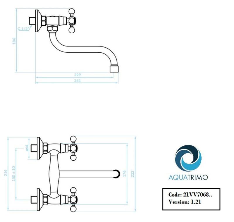 AquaTrimo Vivaldi klassisk køkkenvægarmatur krom 21VV7068CM