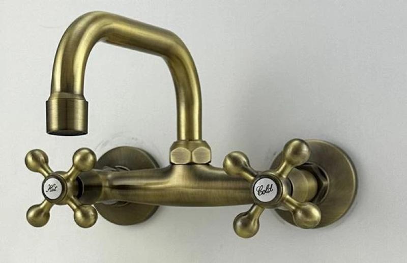 AquaTrimo Vivaldi klassisk bronz køkken vægmonteret vandhane med topudløb 21VV7066BN