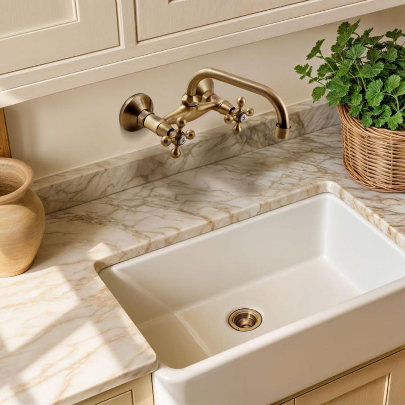 AquaTrimo Vivaldi klassisk bronz køkken vægmonteret vandhane med topudløb 21VV7066BN