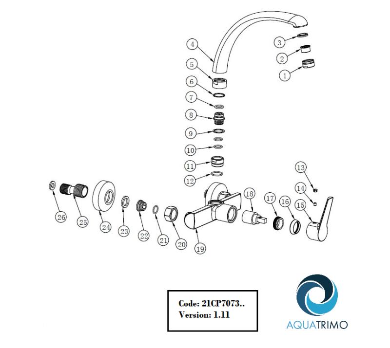 AquaTrimo Chopin køkken vægarmatur med overløb krom 21CP7073CM