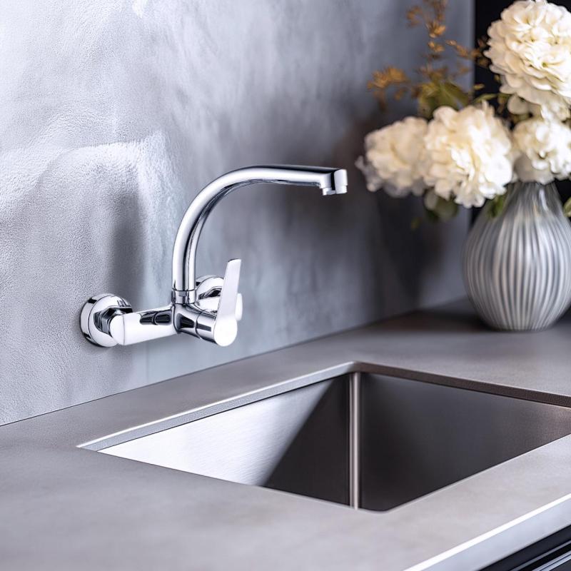 AquaTrimo Chopin køkken vægarmatur med overløb krom 21CP7073CM