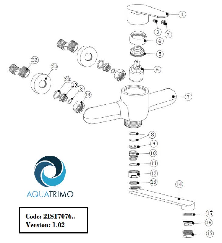 AquaTrimo Schubert enhånds køkken vægkran krom 21ST7076CM