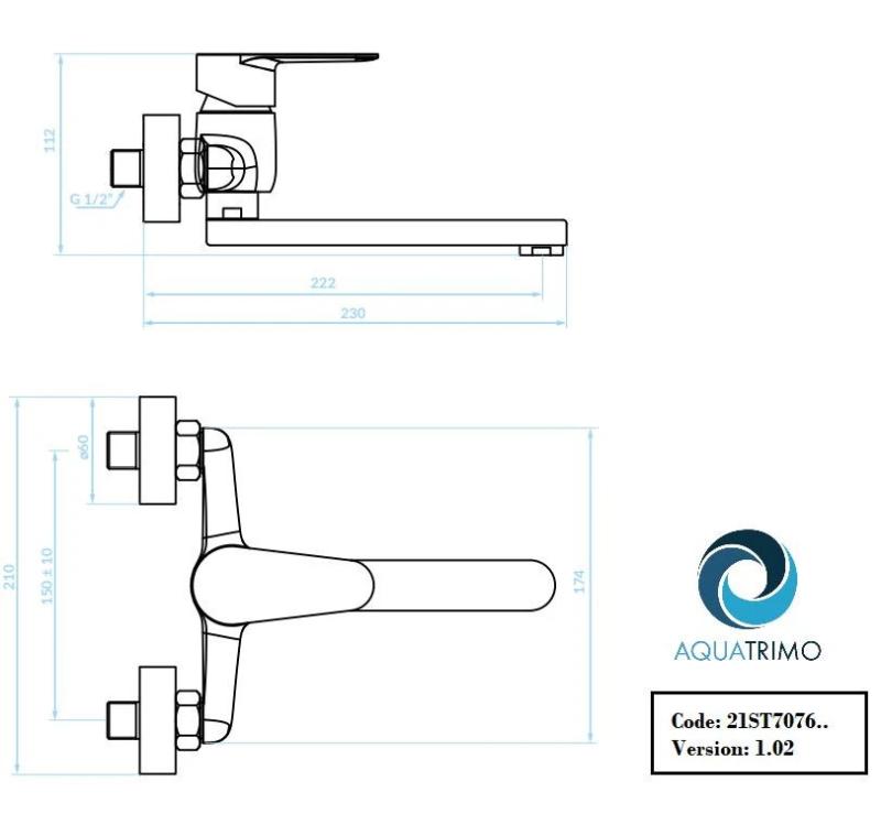 AquaTrimo Schubert enhånds køkken vægkran krom 21ST7076CM