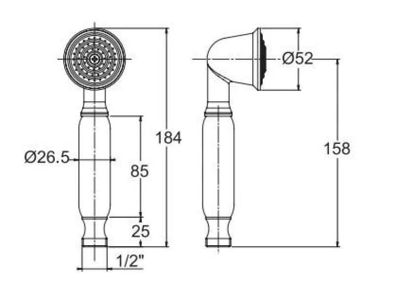 PB klassisk bronz håndbruser med hvidt håndtag 1208957104