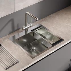 Ausmann Oder Blue rustfrit stål vask 55x50cm til planlimning og underlimning med haneplads 1208957118