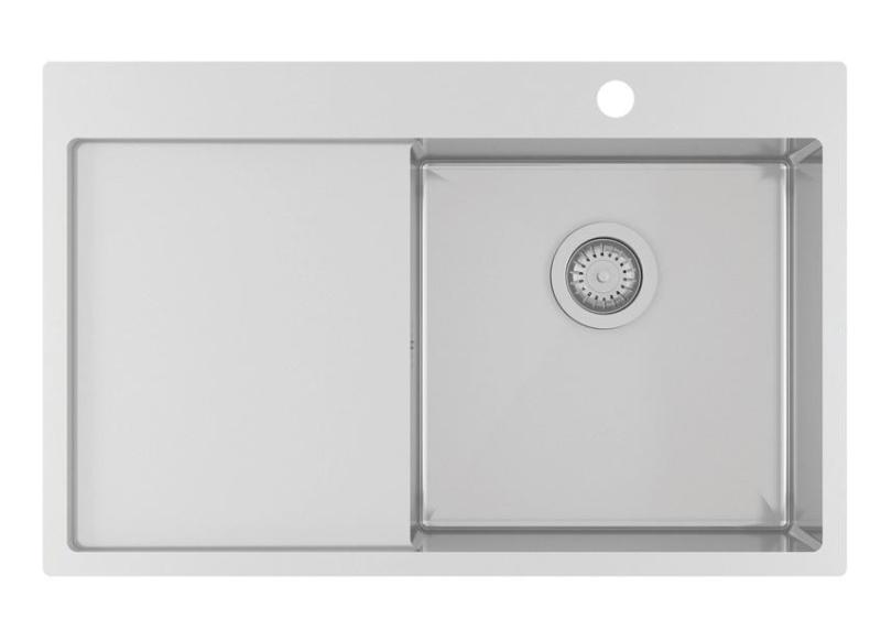 Ausmann Oder Blue rustfrit stål vask 78x50cm planmontering og ovenpå montering med afdrypningsområde 1208957121