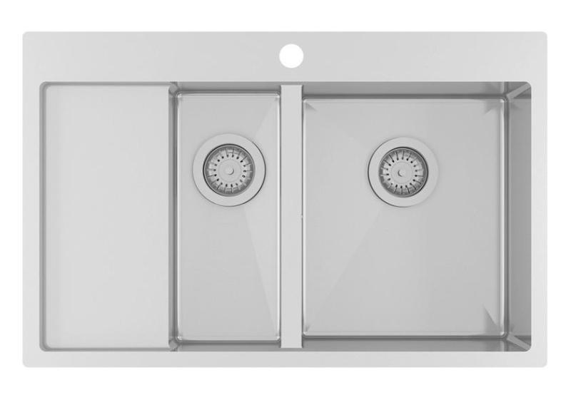 Ausmann Oder Blue 1,5 rvs vask 78x50cm planlimning og overlimning med afløbsområde 1208957125