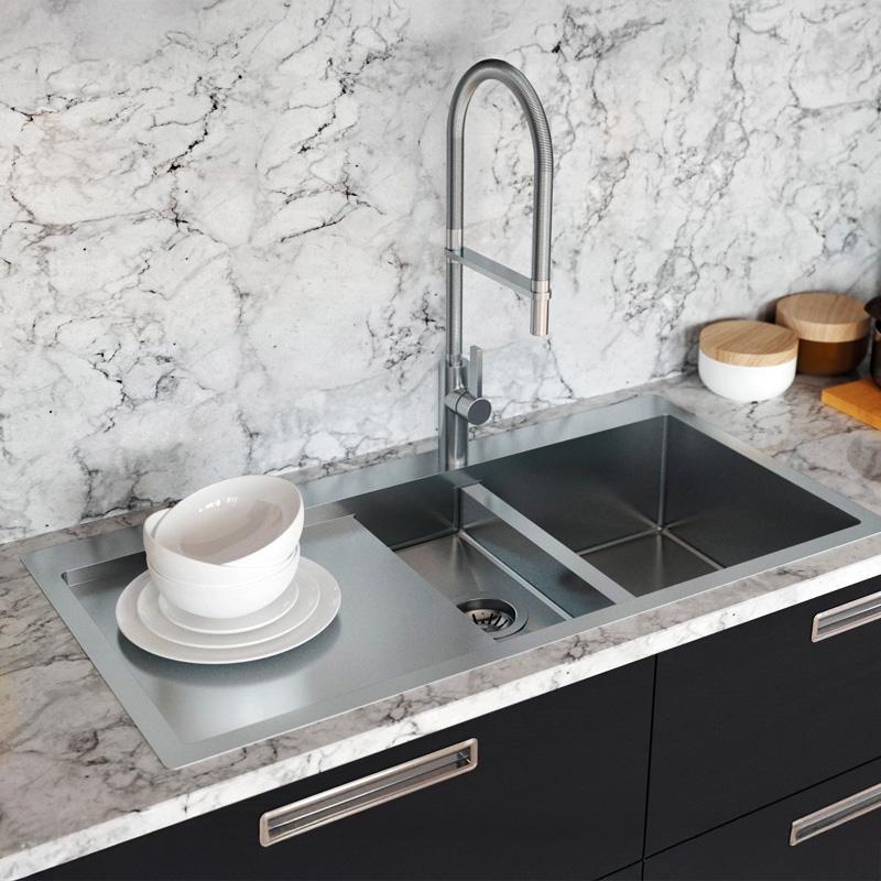 Ausmann Oder Blue 1,5 rvs vask 78x50cm planlimning og overlimning med afløbsområde 1208957125