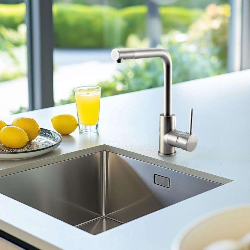 Ausmann Lavea køkkenarmatur i rustfrit stål med drejbar tud og drejbar perlator 1208957160
