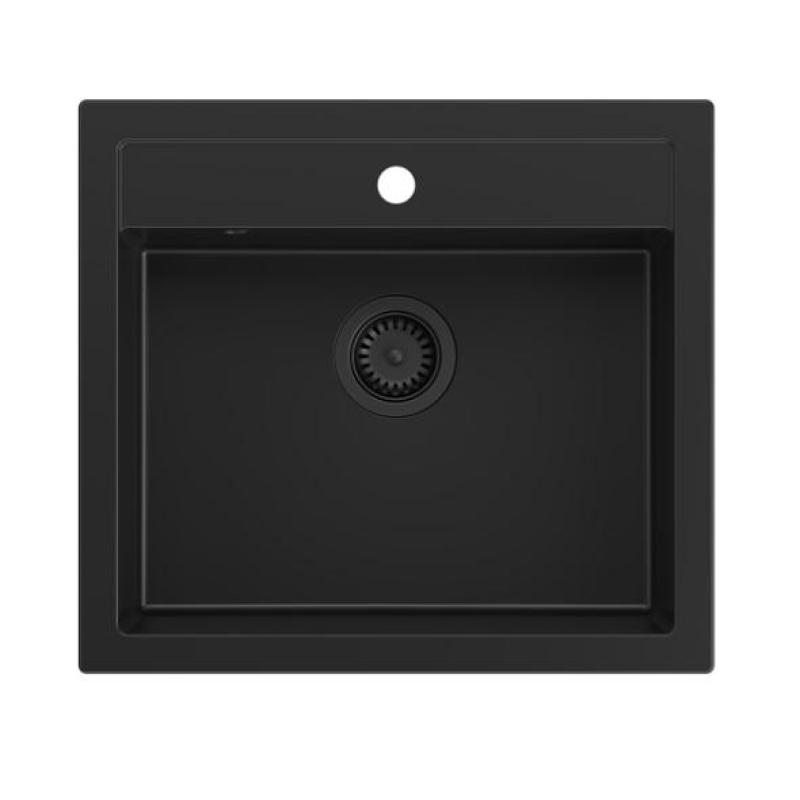 Quadri Farmhouse landlig mellem eller påbygget granitvask mat sort 595x540mm 1208957208