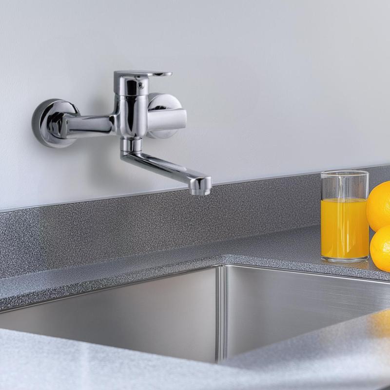 AquaTrimo Chopin vægmonteret køkkenarmatur med enkelt greb krom 21CP7373CM