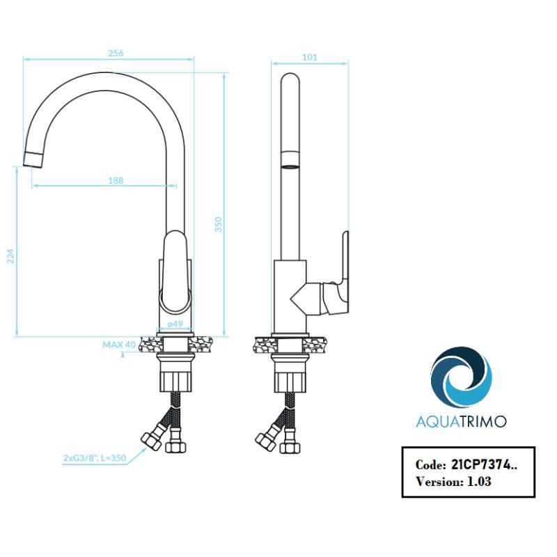 AquaTrimo Chopin enhånds køkkenarmatur mat sort 21CP7374SW