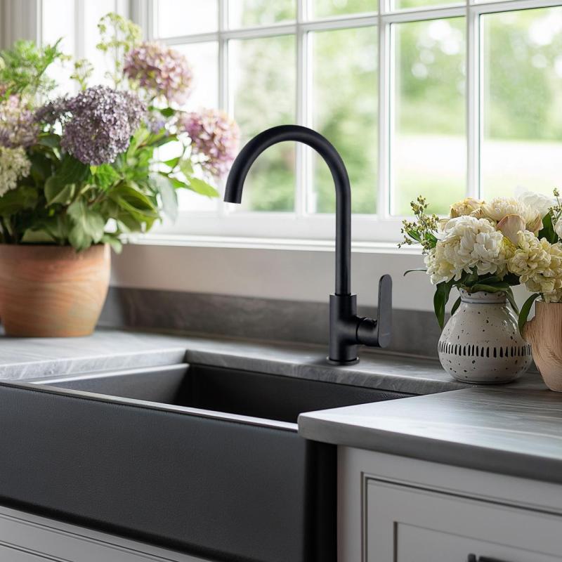 AquaTrimo Chopin enhånds køkkenarmatur mat sort 21CP7374SW