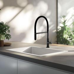 Ausmann Lavea gun metal køkkenarmatur PVD grafit med drejbar og fleksibel tud 1208957437