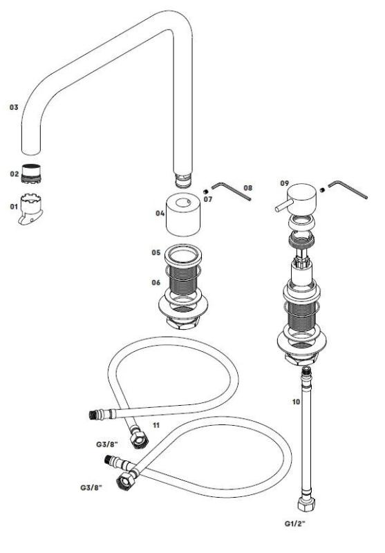 Waterevolution Flow 2-huls køkkenarmatur gunmetal PVD T151HGME