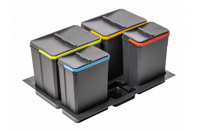 Garbi Basket B-70-4 sorteringssystem til affald til skuffe 70 cm inkl. holder og 4 affaldsspande 1208957476