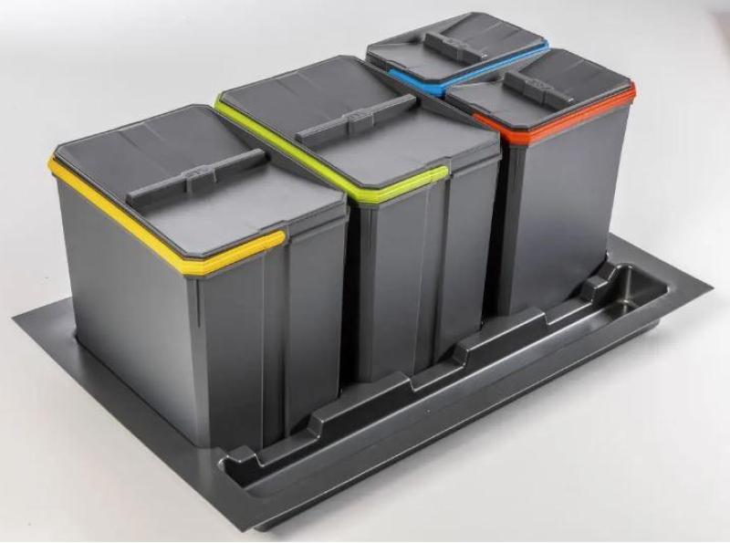 Garbi Basket B-80-4 sorteringssystem til affald til skuffe 80 cm inkl. holder og 4 affaldsbeholdere 1208957477