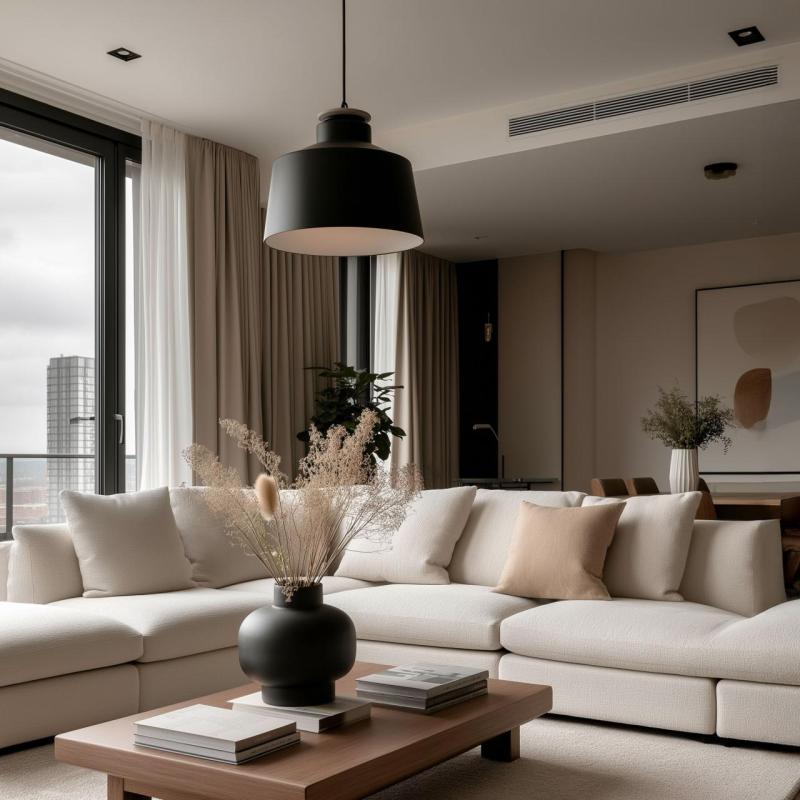 Decor Margus mat sort metal pendel med trætilføjelse 2911