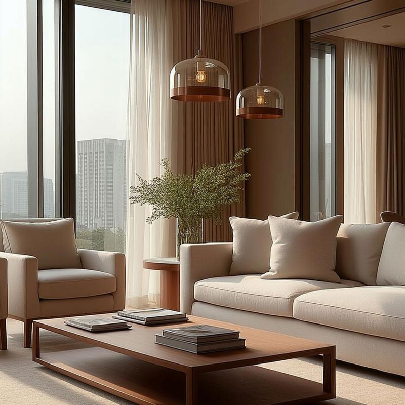 Decor Lati cylindrisk ravfarvet pendellampe glas diameter 23,5 cm 7146