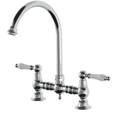 AquaTrimo Country 2-huls klassisk køkken nostalgisk bro køkkenarmatur med rund tud krom 21CT7655CM
