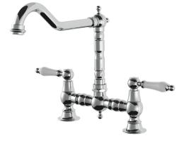 AquaTrimo Country 2-huls klassisk køkken nostalgisk bro køkkenarmatur med vinkeludløb krom 21CT7657CM