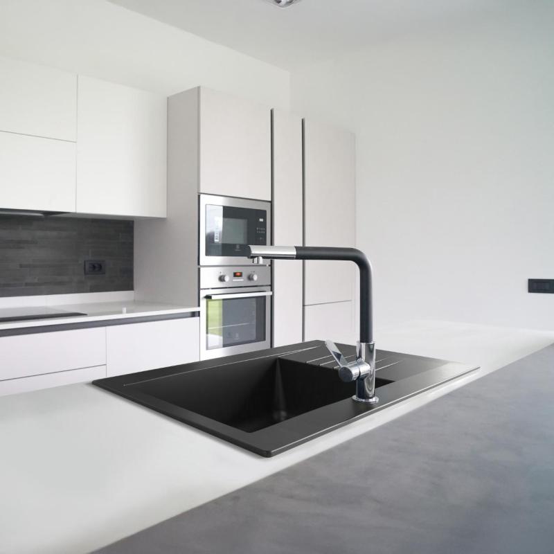 Ausmann Fibre Mini vask sort vendbar med afdryp, overflademontering 62x50cm 1208957667