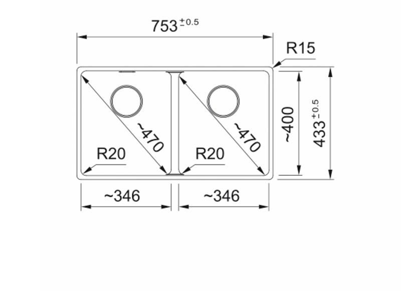 Franke Maris MRG 220-35-35 Fragranite Matt sort dobbelt køkkenvask til planmontering