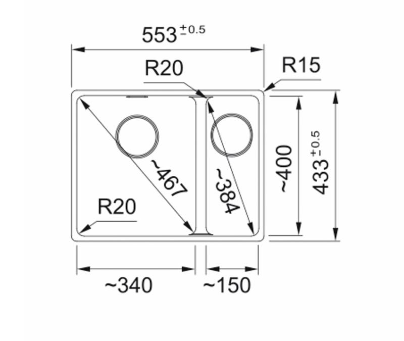 Franke Maris MRG 260-34-15 Fragranite Oyster køkkenvask, vask til venstre, planmontering